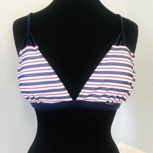 Red White & Blue Stripe Bikini Top Size Large